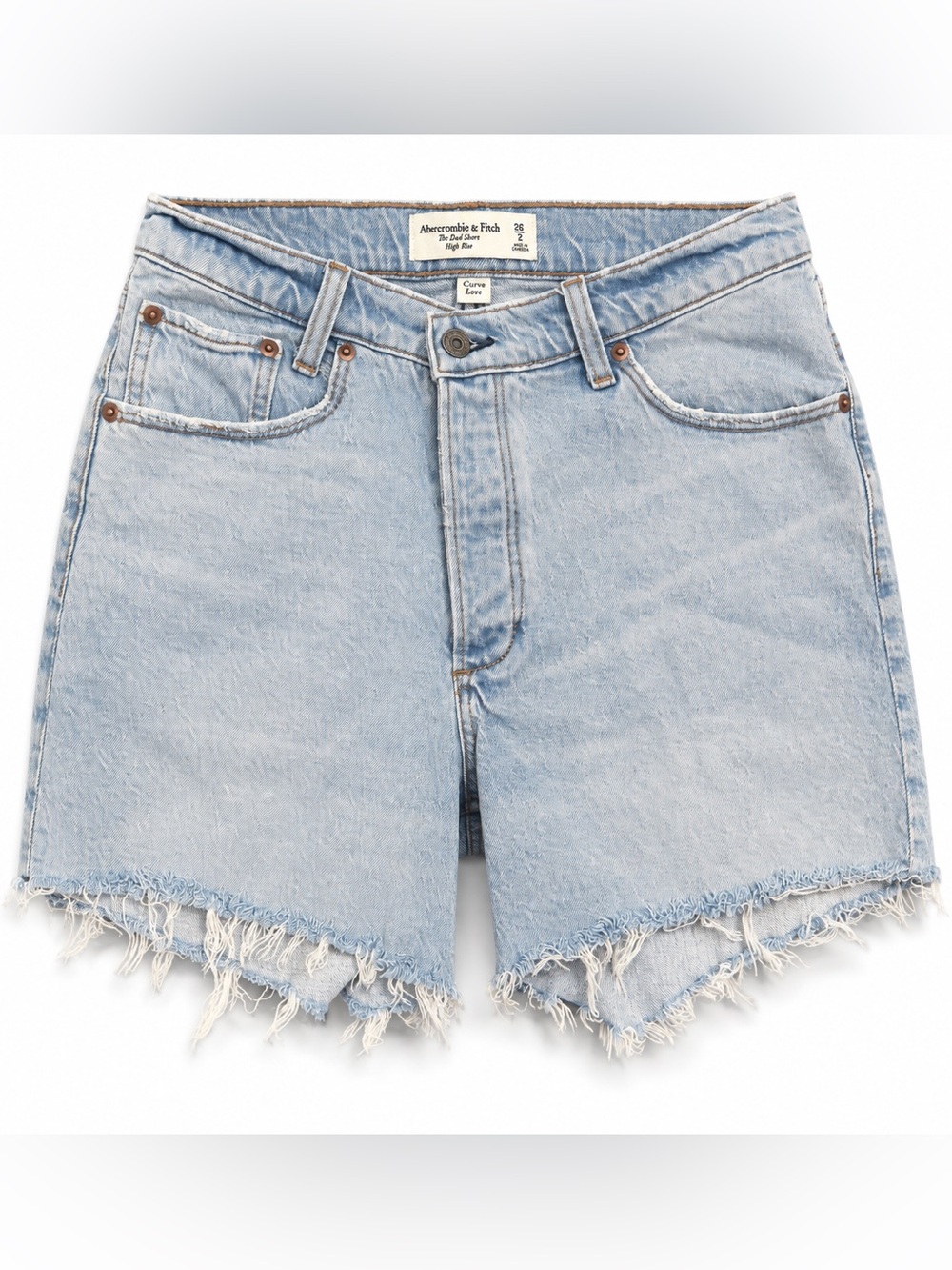 Abercrombie & Fitch Curve Love Dad Shorts Size 26/2 Light Wash High Rise Frayed